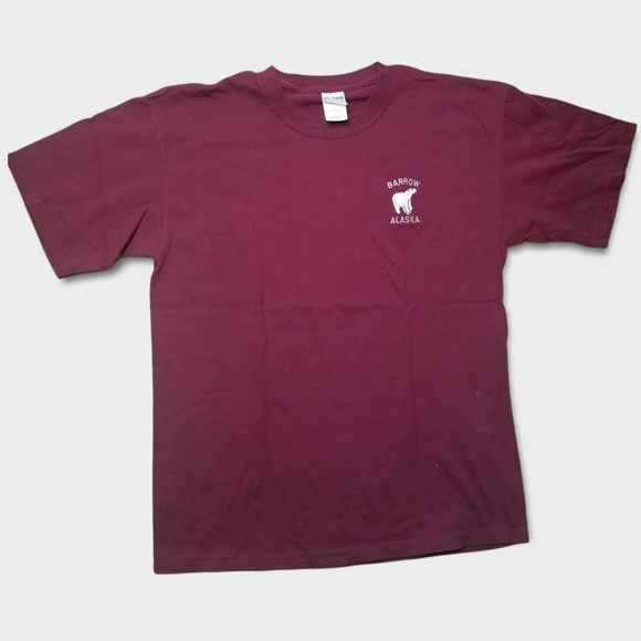 Gildan Other - Vintage y2k 2000s Maroon Embroidered Polar Bear Barrow Alaska Shirt Large